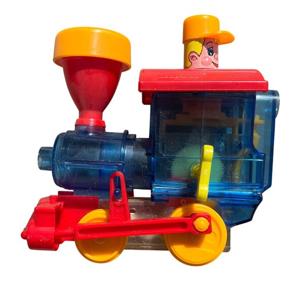 Vintage Blue Box Wind-Up Toot Toot Loco Toy Train With See-Through Body - Picture 5 of 6